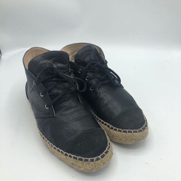 Chanel Black Leather Espadrilles High Top Sneakers CC‎ - Picture 2 of 11